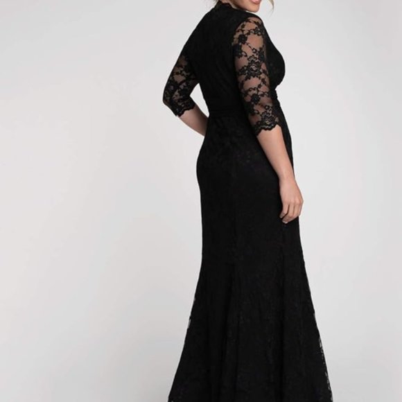 Kiyonna Women's Plus Size Screen Siren Lace Evening Gown 3X Black - Picture 3 of 5
